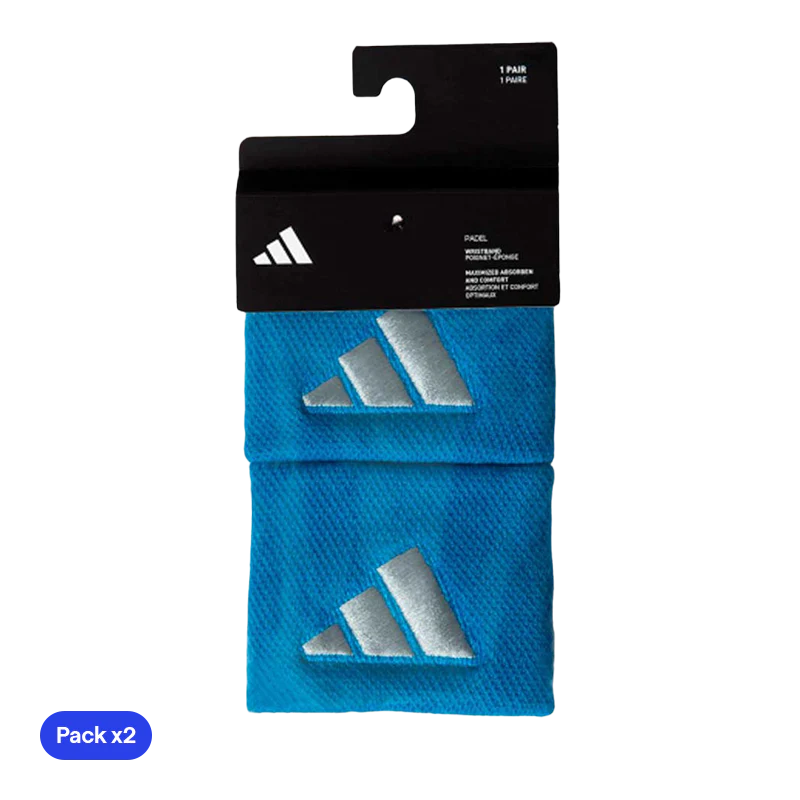 adidas blue short wristbands (pack of 2)
