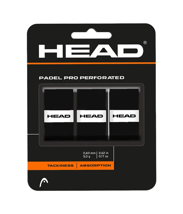 overgrips head padel pro perforated black (pack x3)